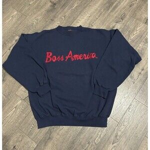 Vintage Boss America by Brookhurst Navy Blue Sweatshirt Sweater Men’s Large